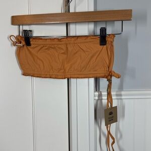 Free‎ People x Toast Swim Signature Ruffle Bandeau Top NWT, Sandstone, Small